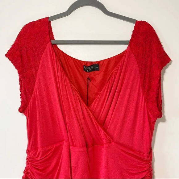 IGIGI Red Short Sleeve Flirty Dress Lace Women’s Size 18/20 Plus Curvy Girly New - Picture 4 of 9